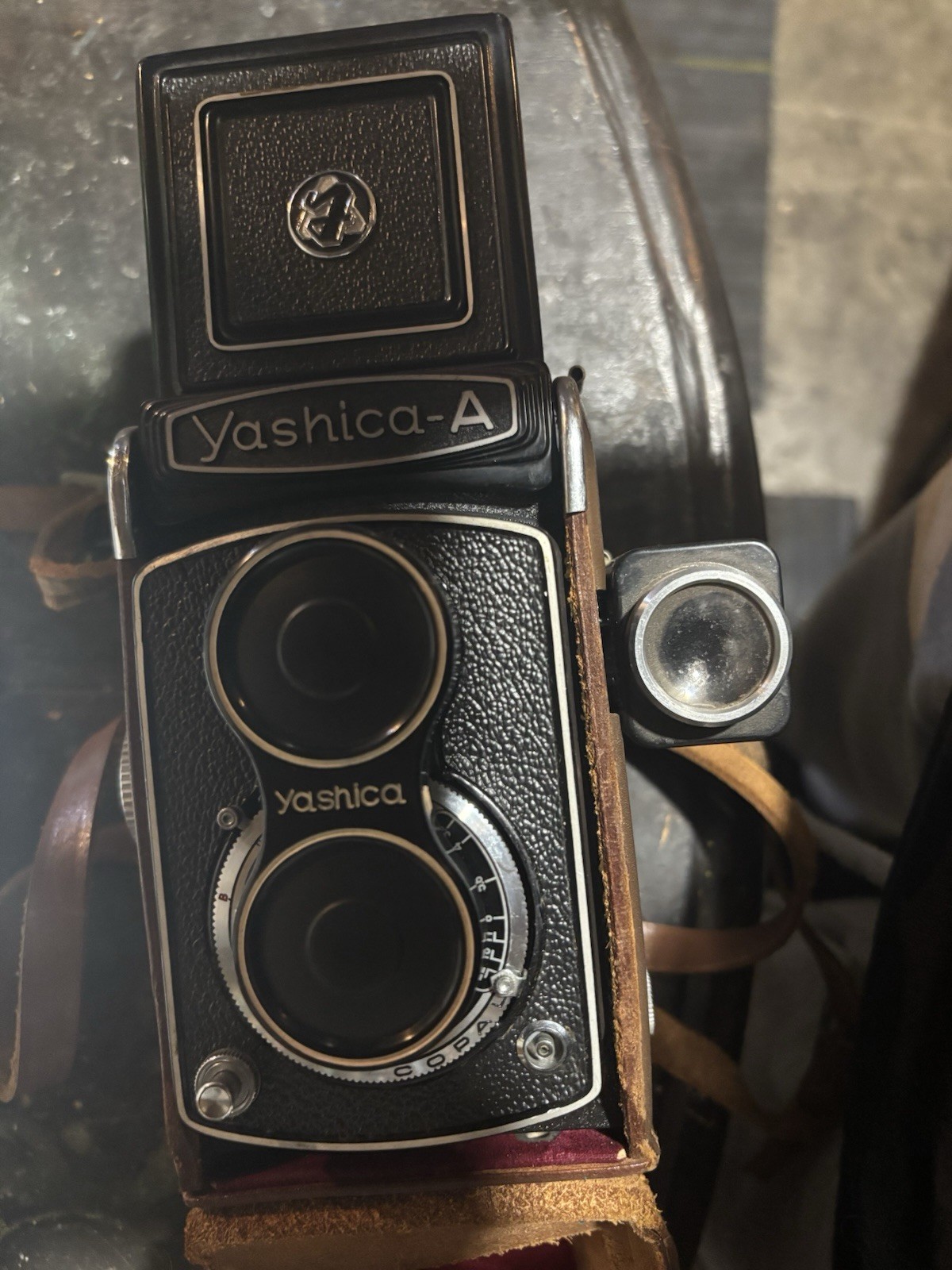 Yashica-A Twin Lens Camera 1958 With Case And A Shoe- Mounted View Finder