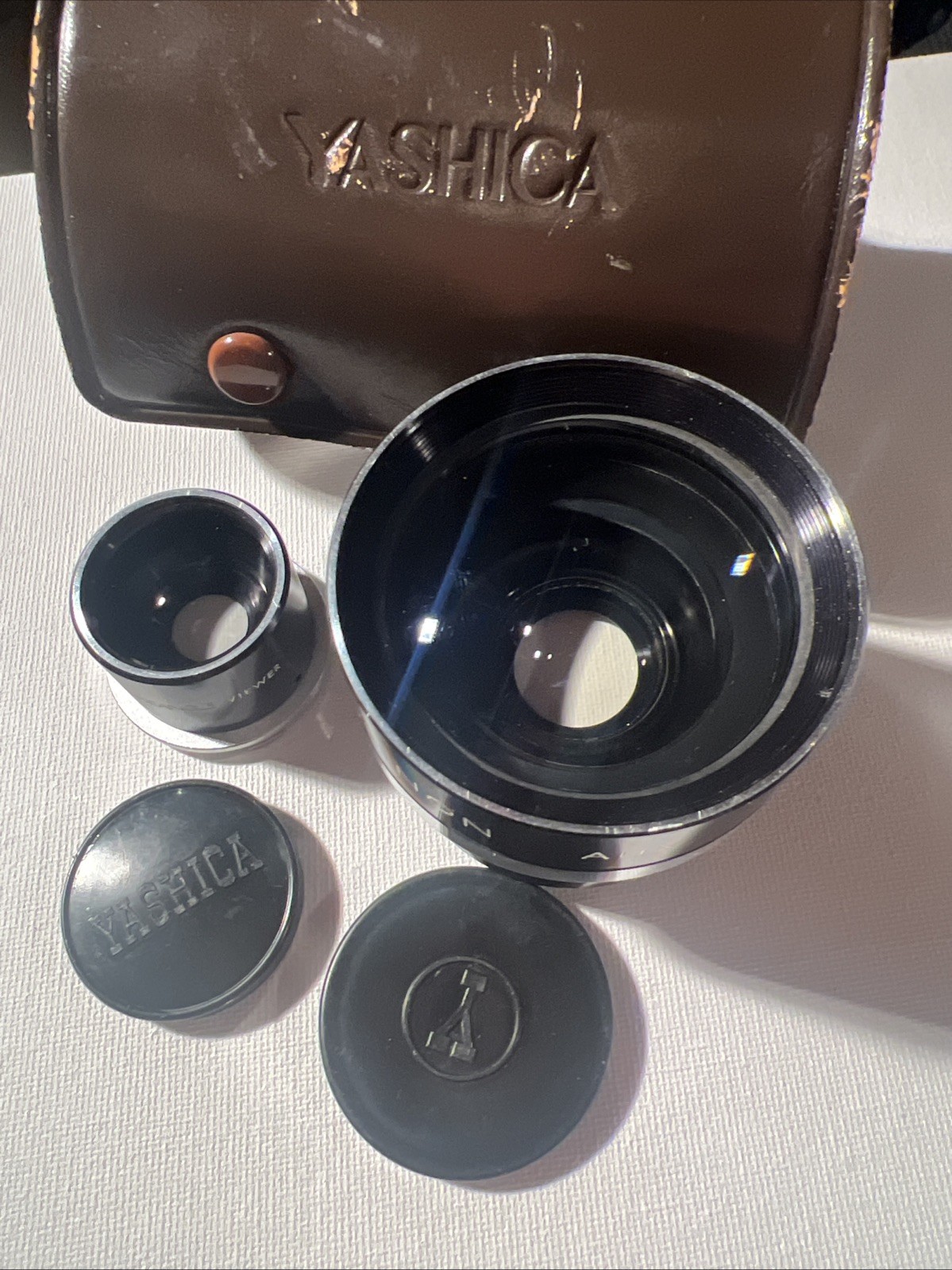 Clear! Vintage Yashica Yashinon Aux. Wideangle Camera Lens & Viewer In Cased