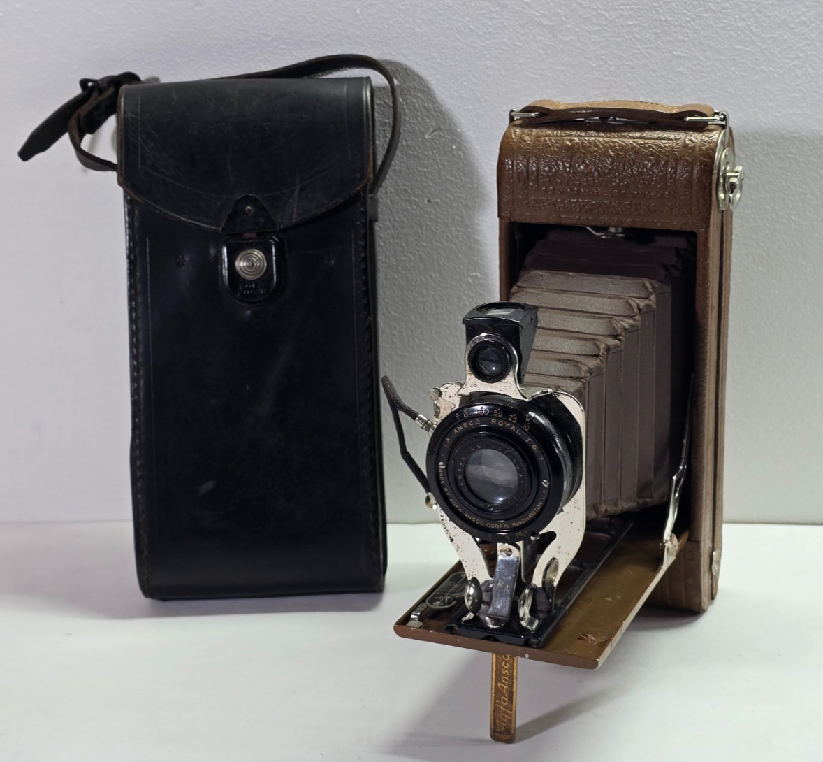 Agfa Ansco No.1A Royal Vintage Folding Camera Ostrich Leather/Wollensak Lens