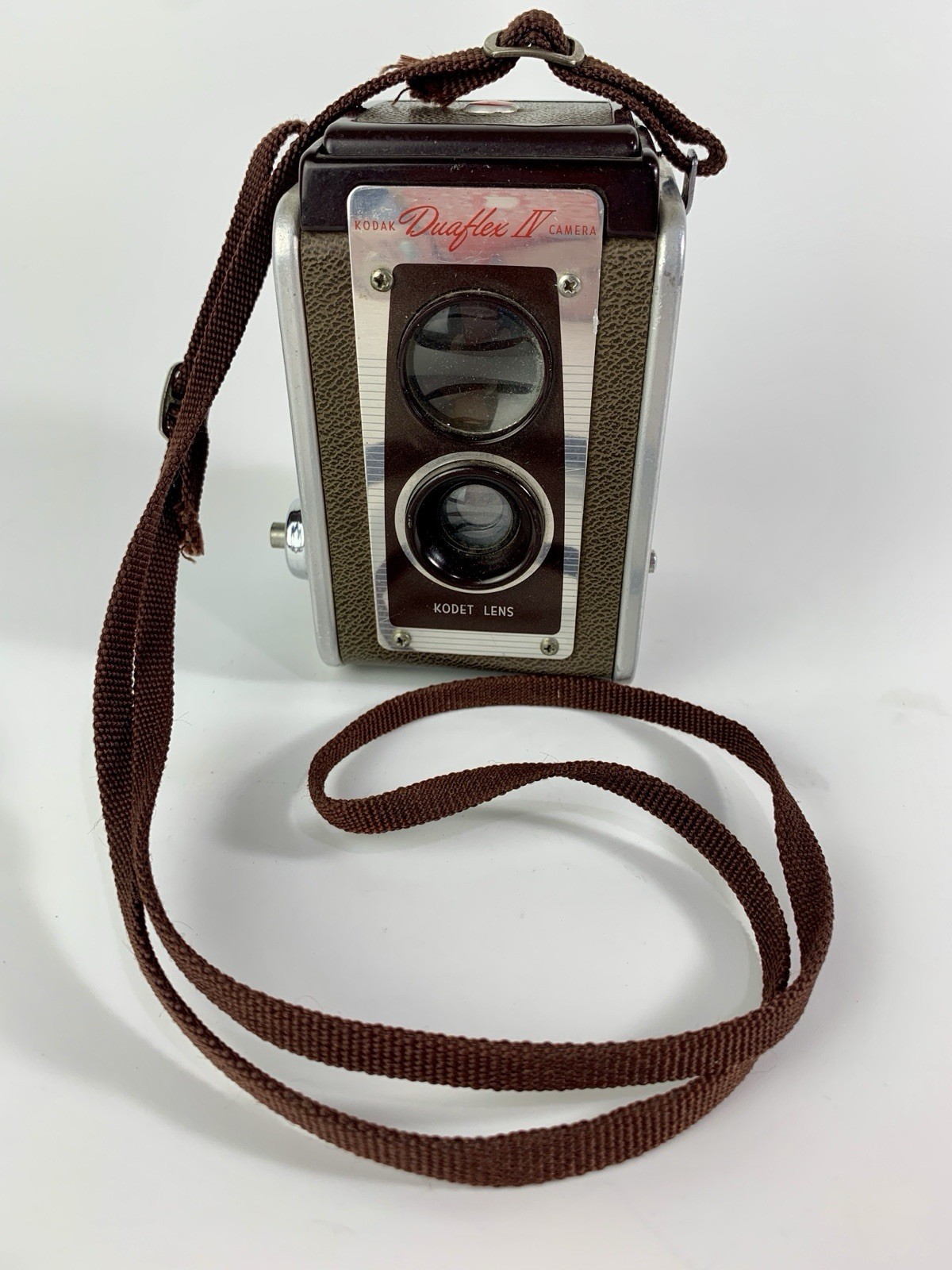 Vintage Kodak Duaflex IV Camera w/Kodet Lens & Strap – Untested, Working Shutter