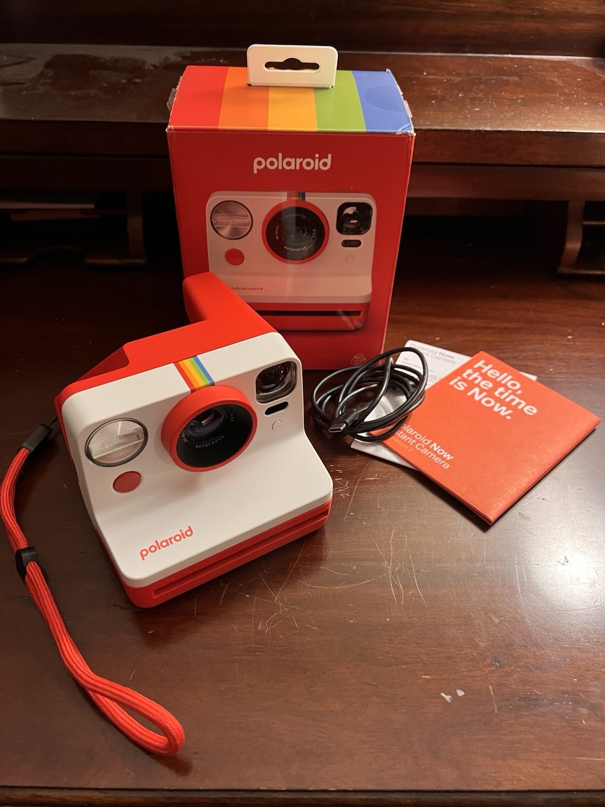 Polaroid Now Instant Camera Generation 2 Red and White with USB Cable and Manual