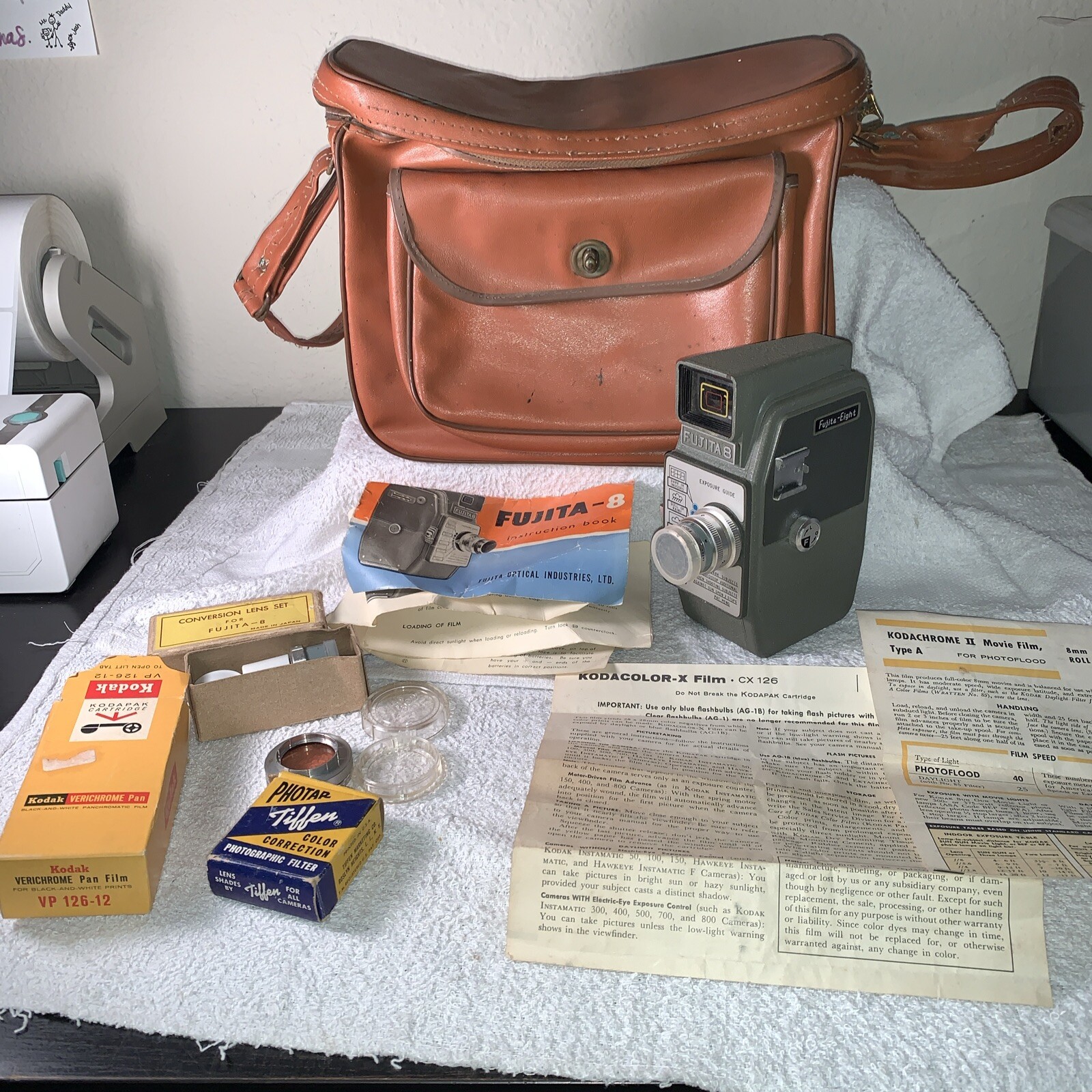 Fujita 8 Movie Vintage 1961 Camera w/ Conversion Lens Set Leather Bag & Manuel