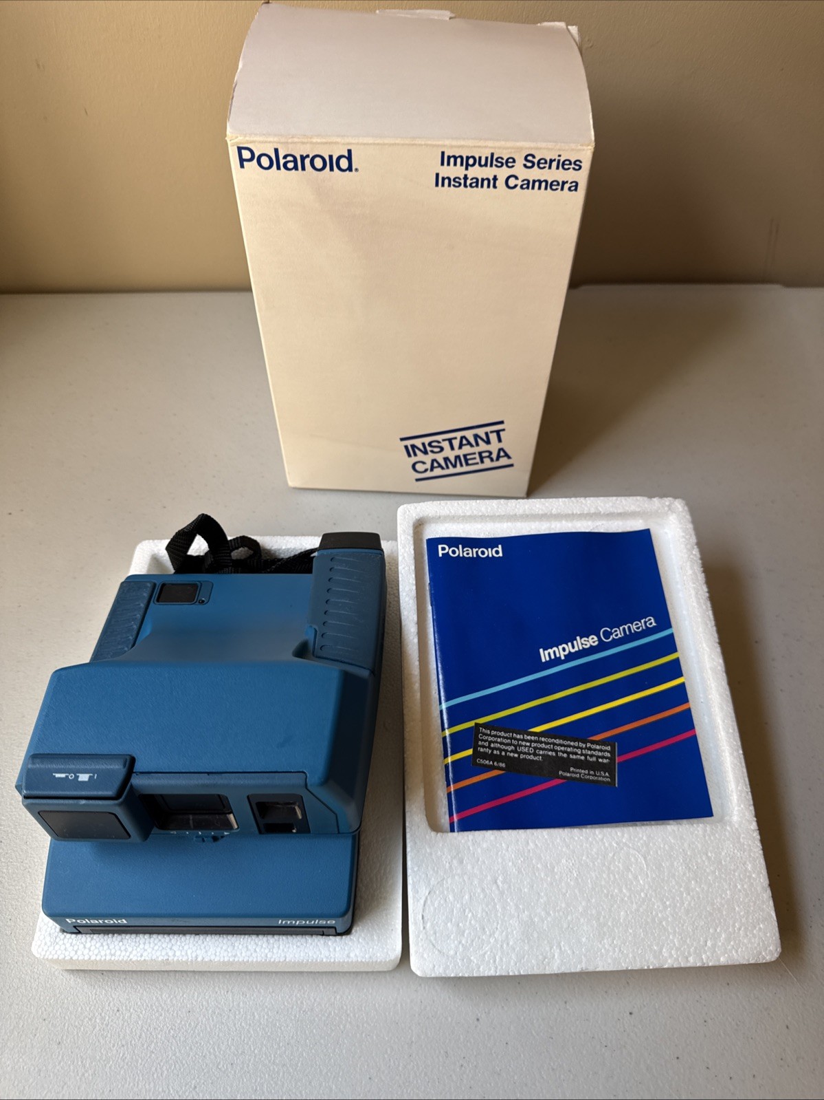 Vintage- Rare Jade Blue Polaroid Impulse Instant Film Camera-in Box Reconditione