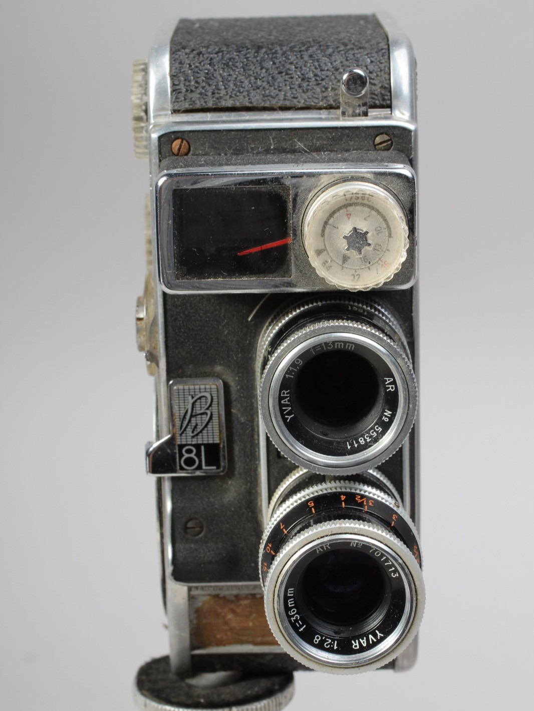BOLEX B8L REGULAR 8MM MOVIE CAMERA W KERN 13MM 1.9 & 36MM 2.8 LENSES WORKS