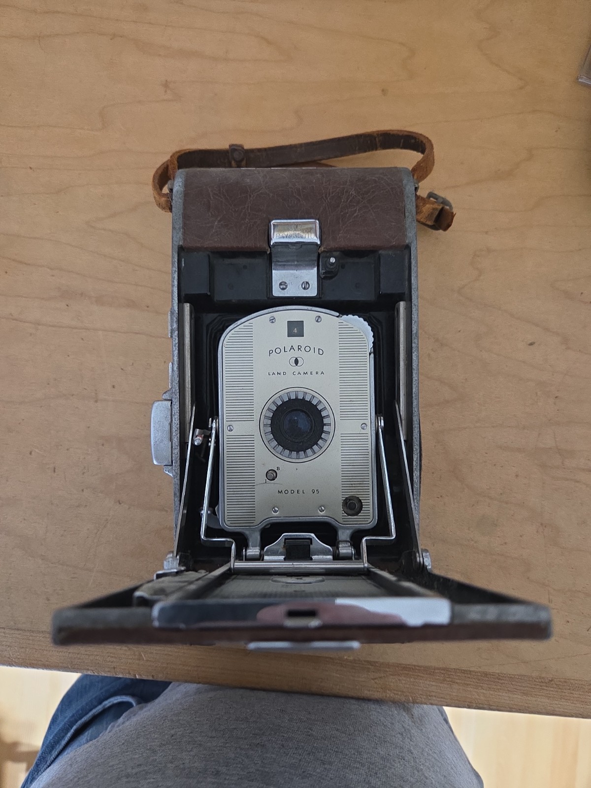 Polaroid Model 95A Vintage Instant Camera Brown Silver Black-Not Tested