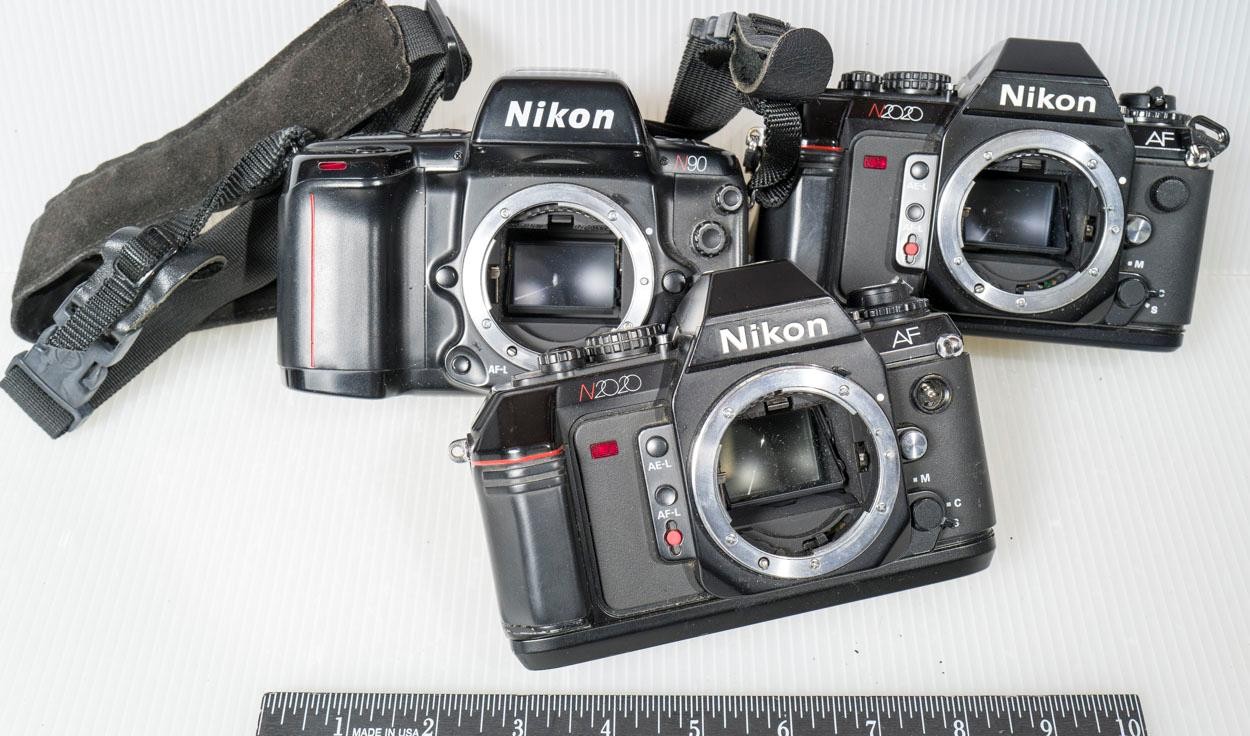 Lot of 3 Pentax N2020 N90 AF 35mm SLR Film Camera For Parts or Repair
