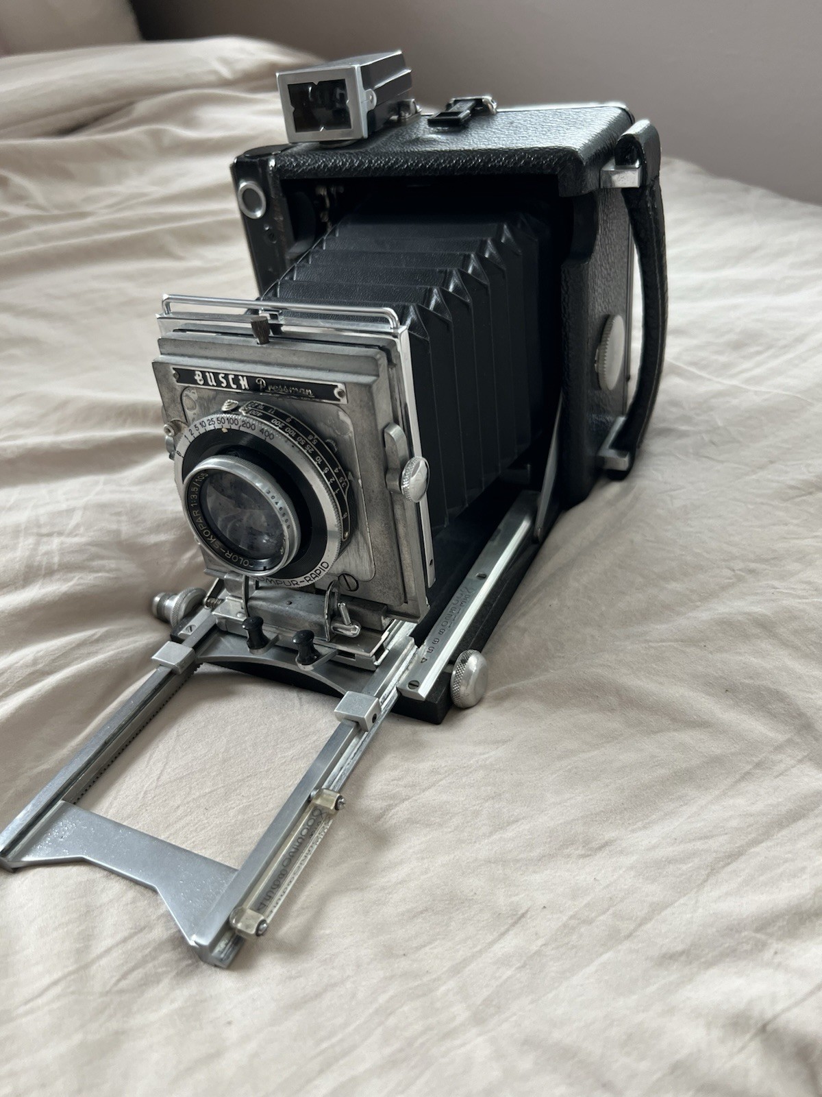 Vintage Busch Pressman Model C 2×3 Folding Camera Lens Schneider f:3.5-F/10.5cm
