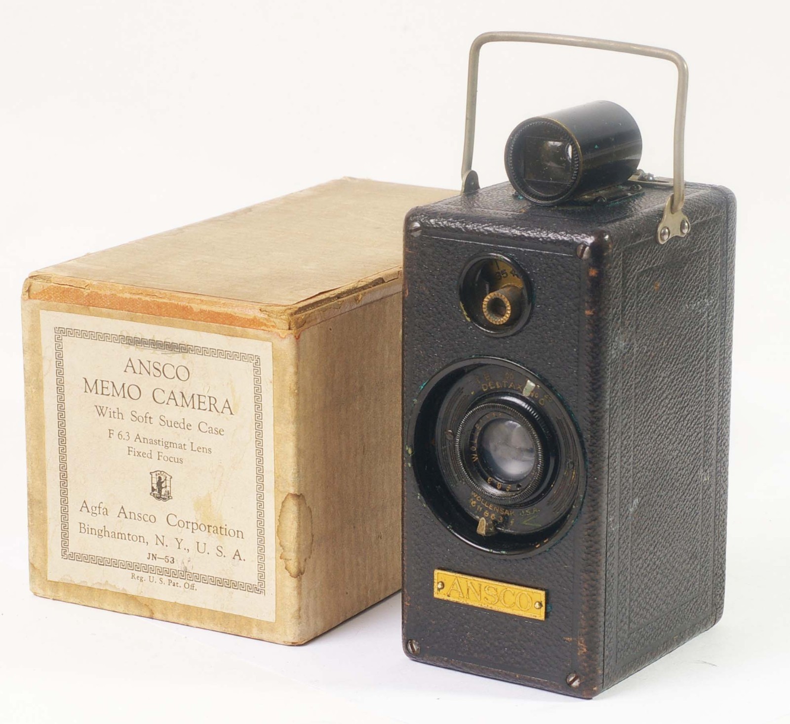 C20187~ c1927 Ansco Memo 35mm Camera Velostigmat f/6.3 Lens & Box
