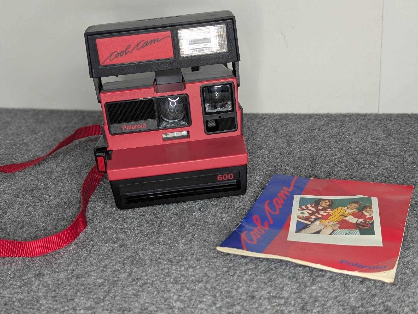 Polaroid 600 Cool Cam VTG Instant Camera With Strap, Red & Black, Tested- Works!