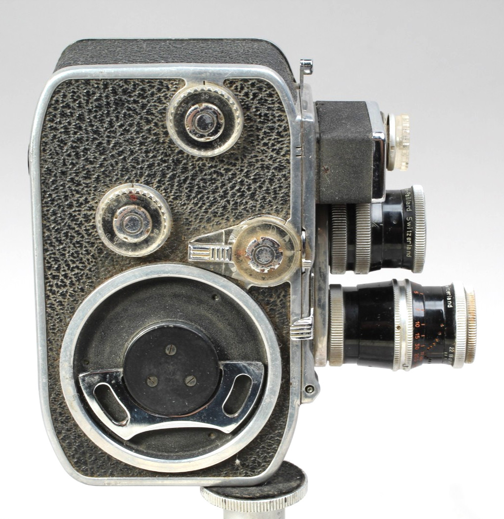 BOLEX B8L REGULAR 8MM MOVIE CAMERA W KERN 13MM 1.9 & 36MM 2.8 LENSES WORKS