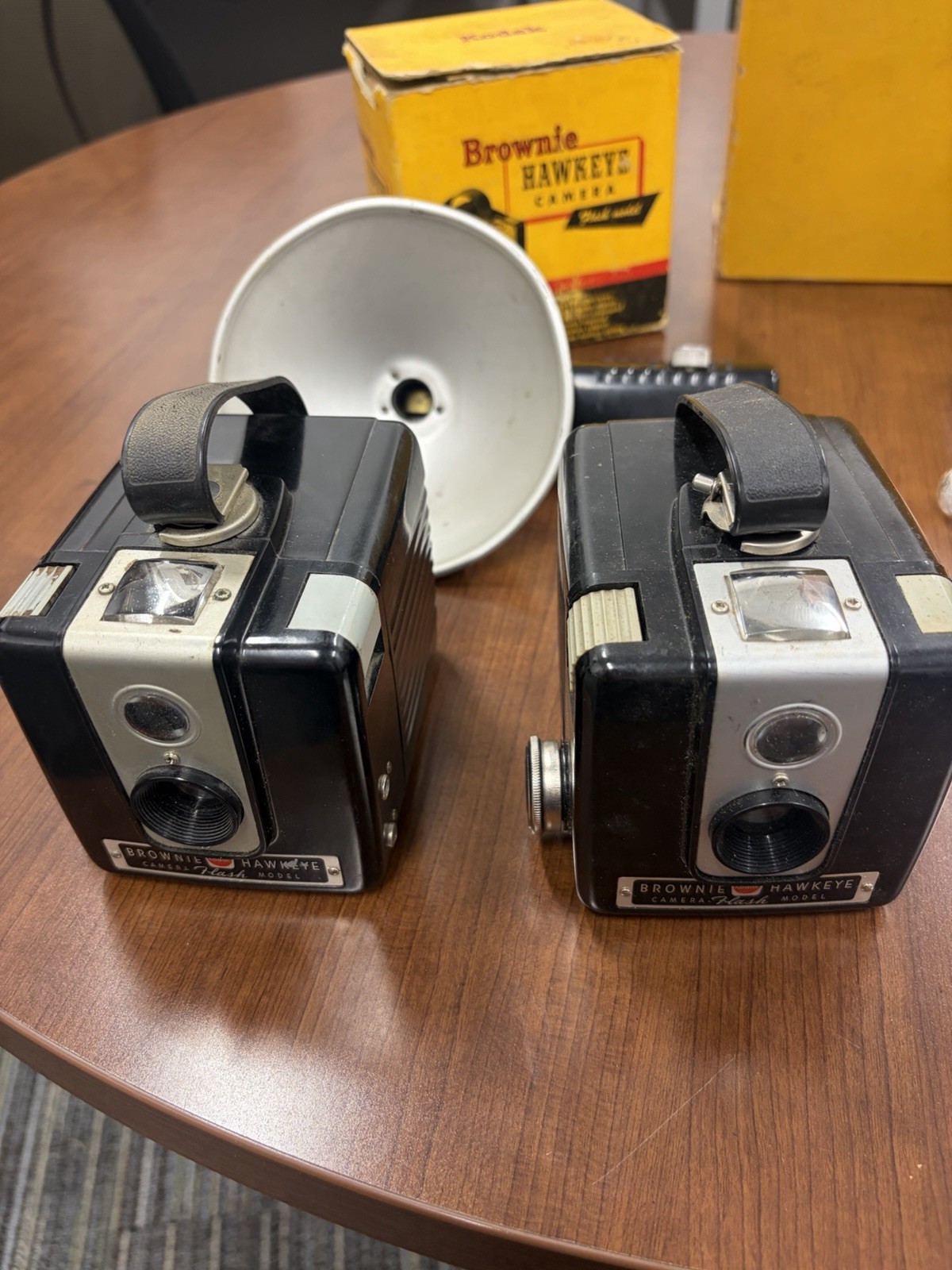 Two Vintage Kodak Brownie Hawkeye Outfit Original Box Flash Camera + Accessories