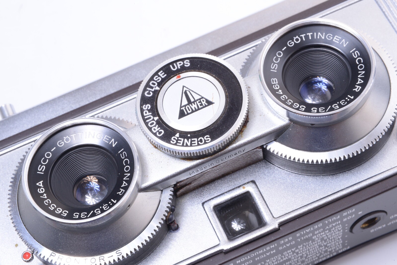 ✅ ILLOCA IIA SEARS ROEBUCK TOWER STEREO 35MM CAMERA ISCO ISCONAR 35MM 3.5 LENSES