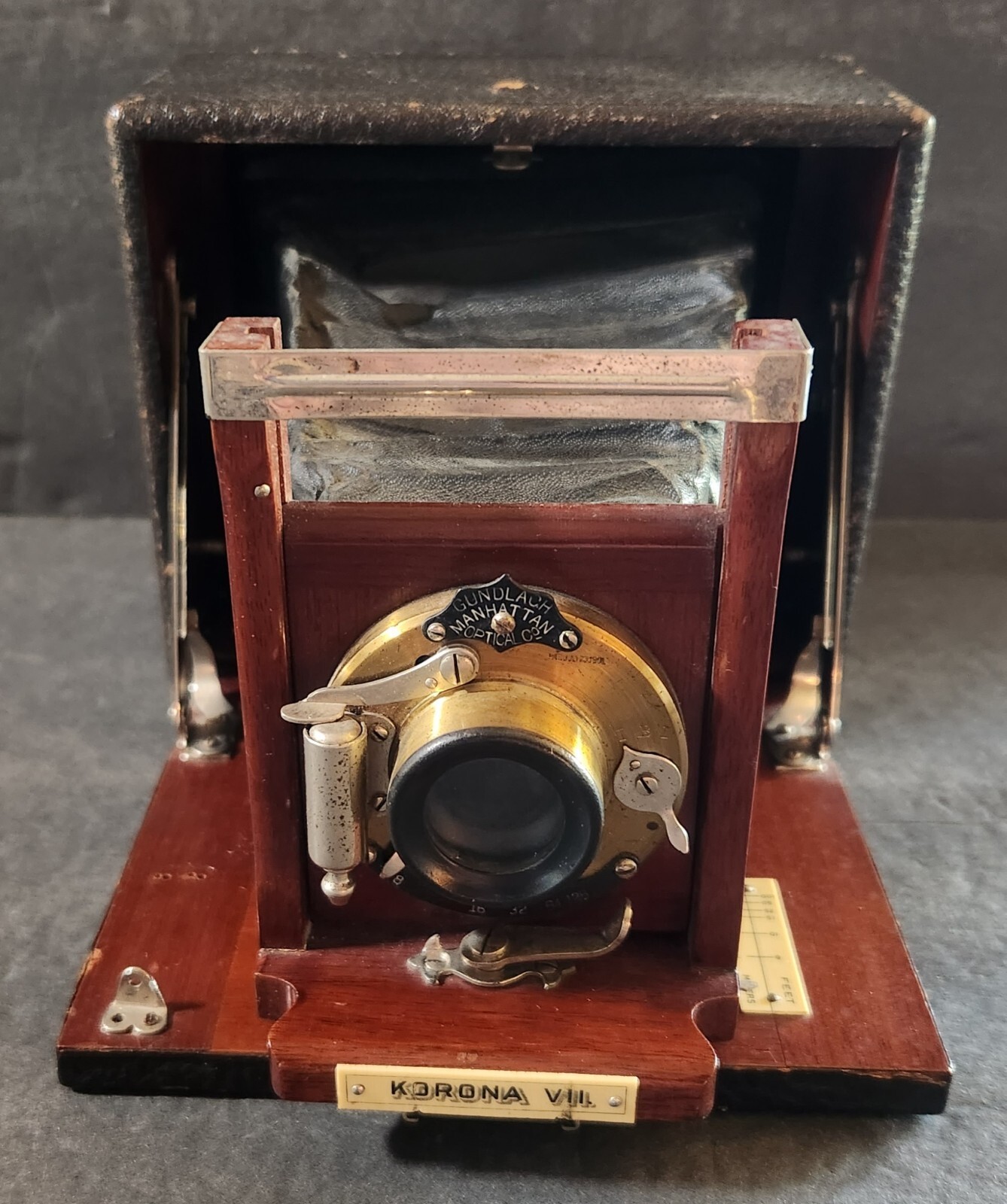 GUNDLACH MANHATTAN KORONA ANTIQUE CIRCA~1904 SERIES VII 5X7 FOLDING BED CAMERA