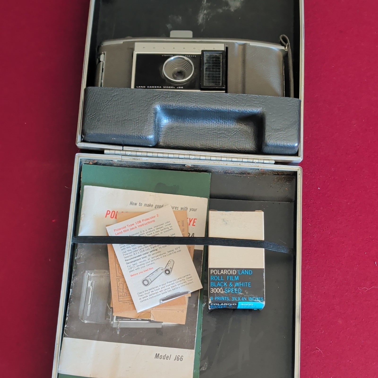 Polaroid J66 Land Camera Gray Vintage Instant Camera with Case & Manual