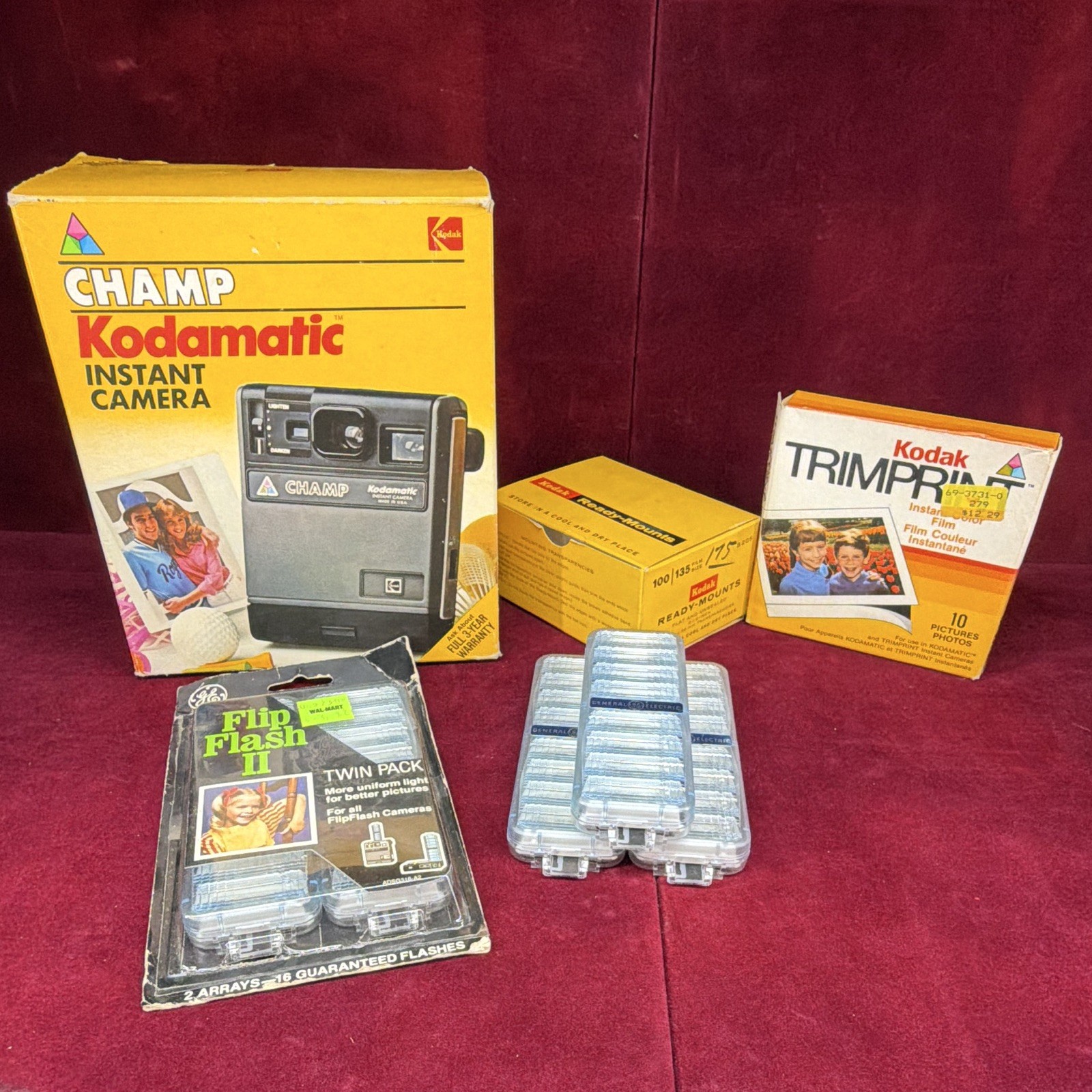 Kodak Champ Kodamatic Instant Camera Gray w/ Box Manual Trimprint Film