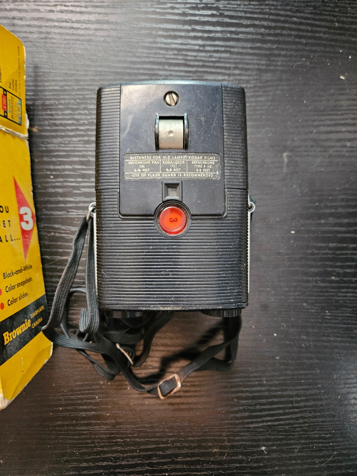 Kodak Brownie StarFlash Camera W/ Strap & Box. Shutter Works. Flash Untested.