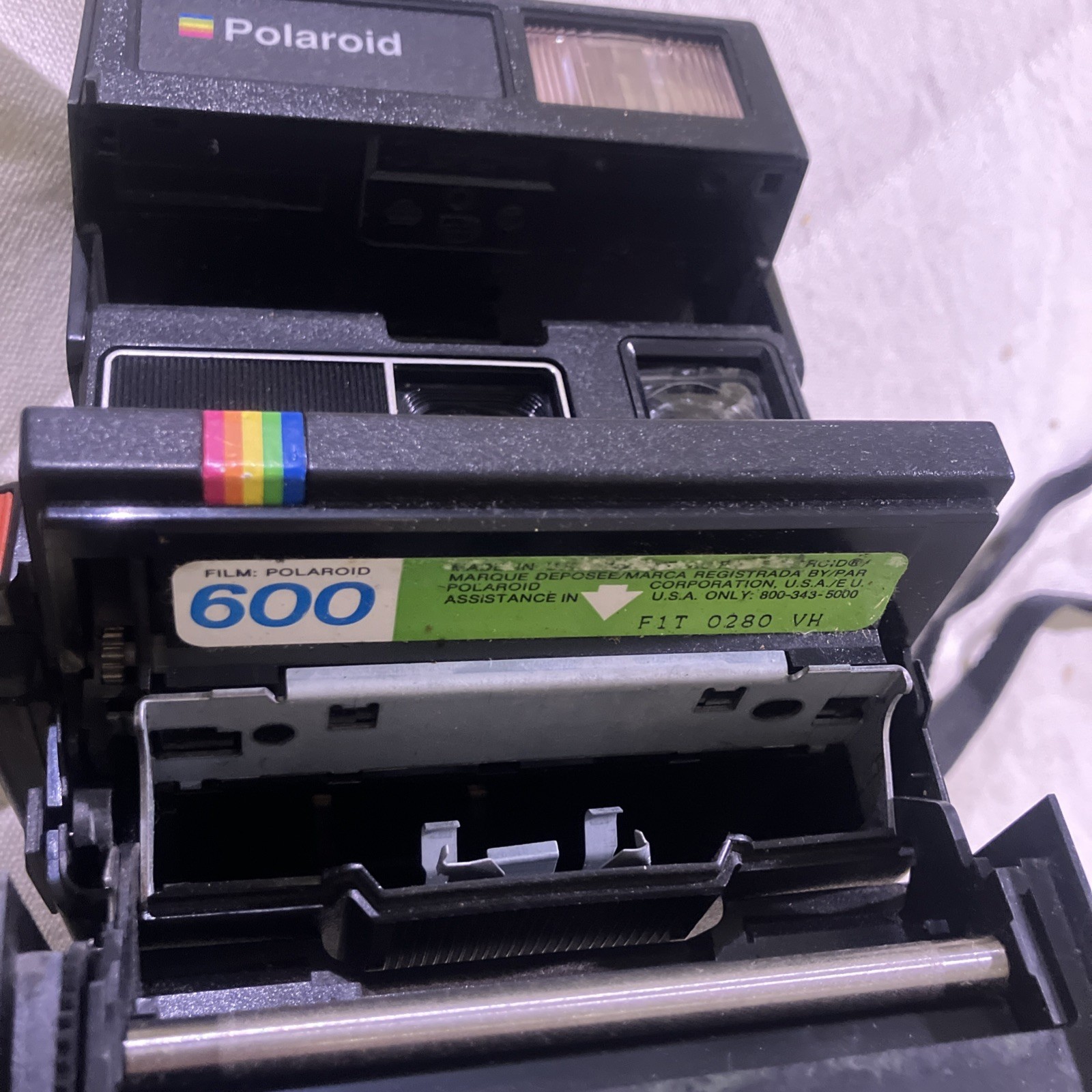 Vintage Polaroid Supercolor 635CL Camera Rainbow Stripe w/ Strap, Untested