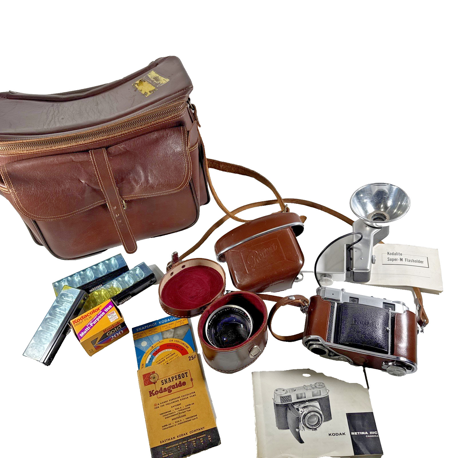 Vintage ESTATE Kodak Retina IIIc Type 021 EK 262598 Case/Cover/Film/Flash/Lens