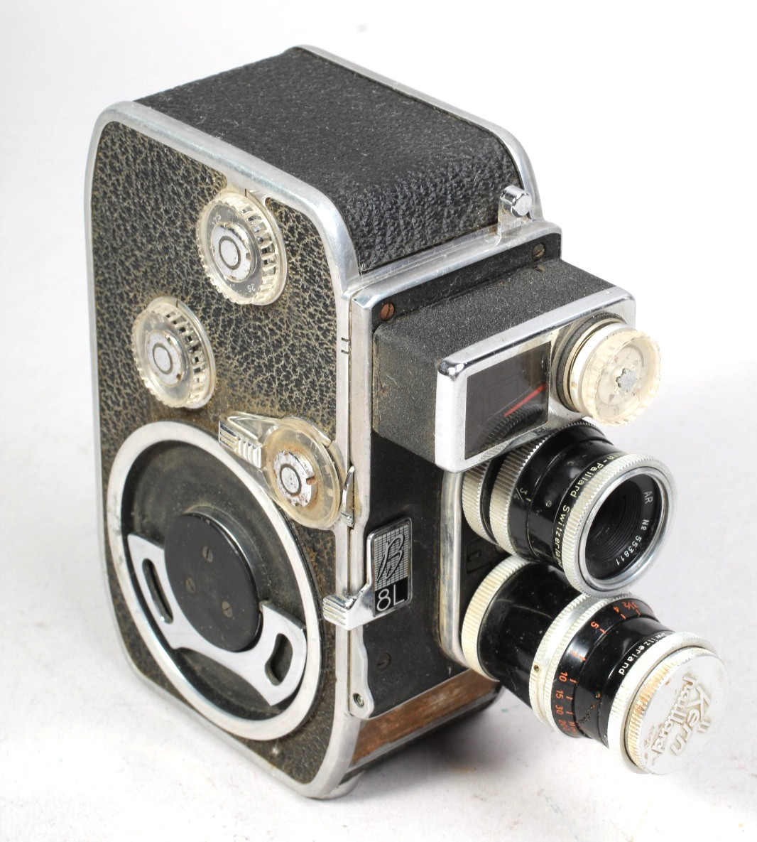 BOLEX B8L REGULAR 8MM MOVIE CAMERA W KERN 13MM 1.9 & 36MM 2.8 LENSES WORKS