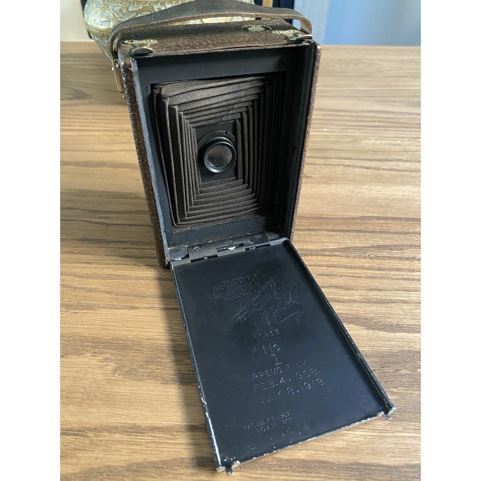 Antique Kodak Eastman Premo No.1 Folding Camera Leather Bellows Patented 1913