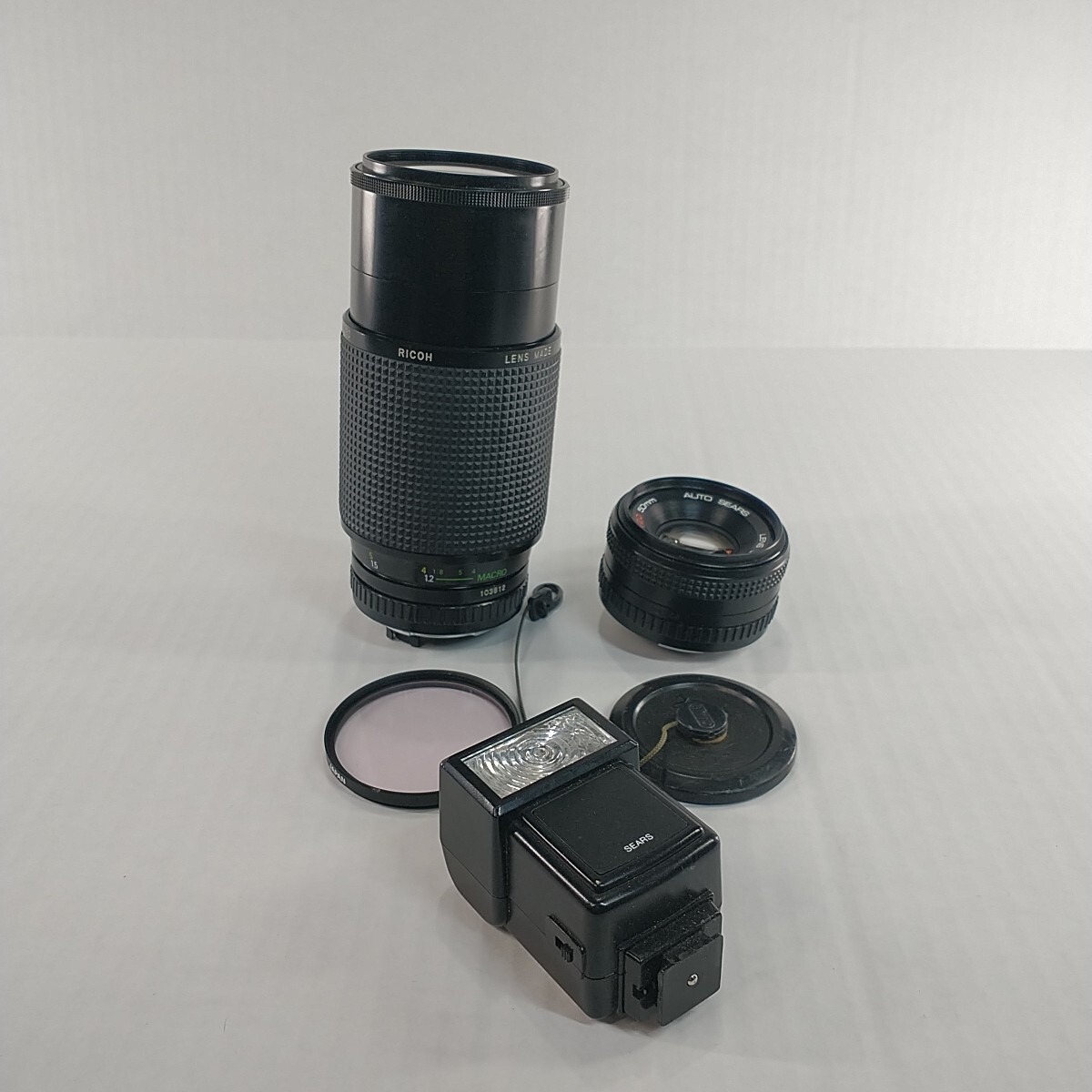 Sears KS500 35mm SLR Film Camera 50mm Lens 70-210 Lens Flash & Case Tested
