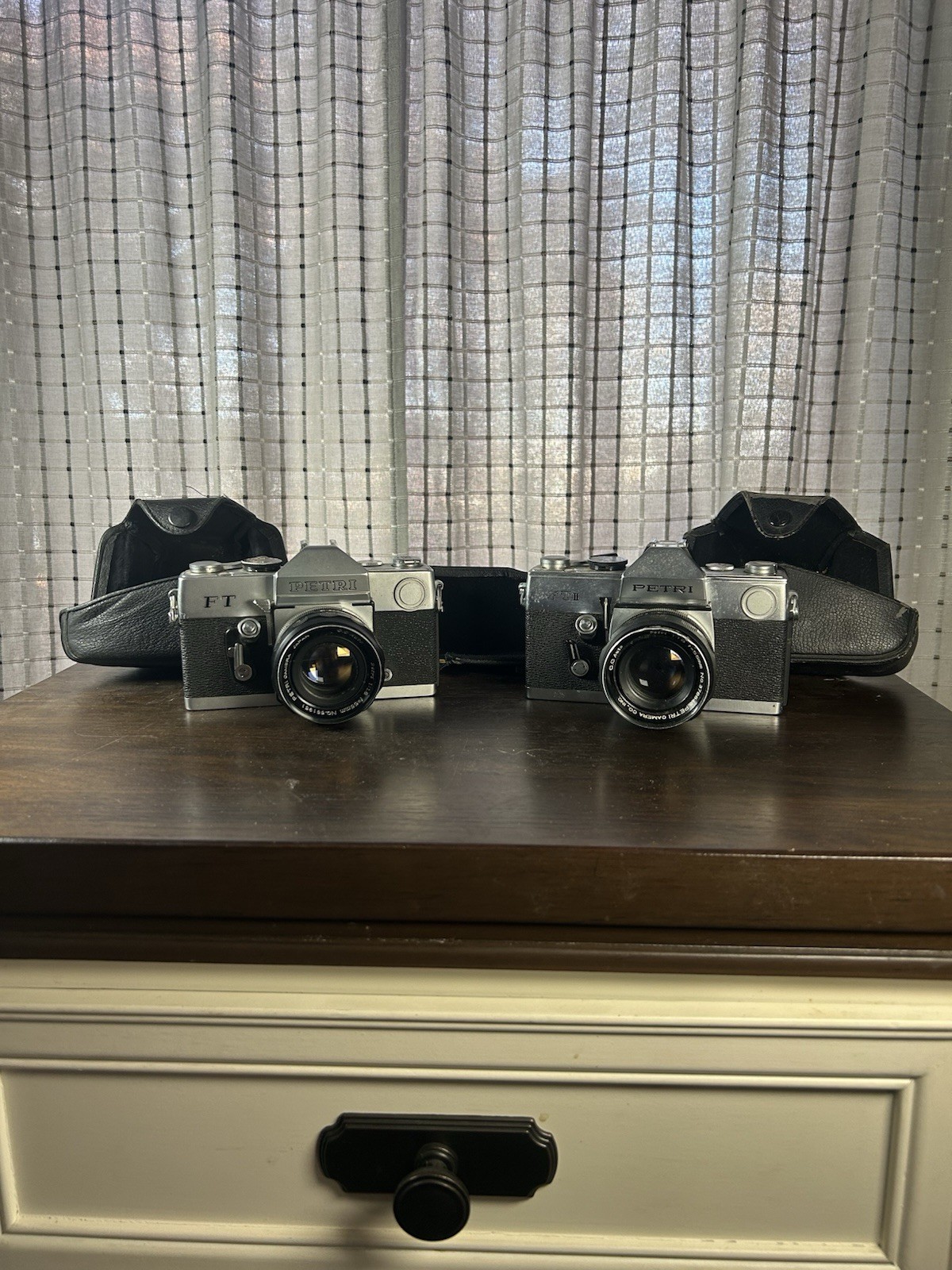 Vintage Petri FT II & FT Manual Focus 35mm SLR Film Cameras With Cases Lot
