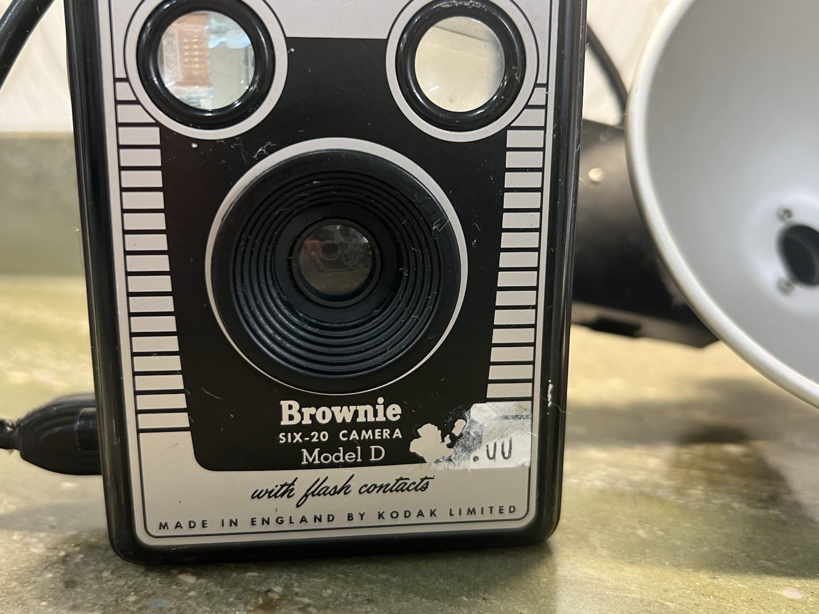 Vintage Kodak Brownie Six-20 Model D Box Camera with Matching Flashholder
