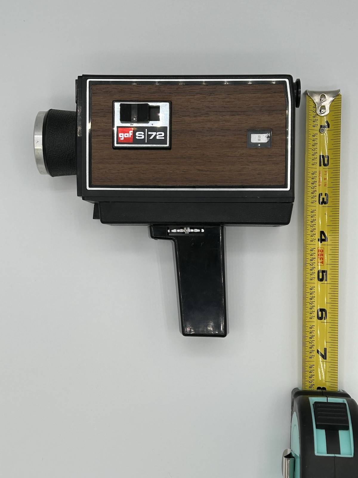 Vintage gaf S/72 Super 8 Video Camera Black & Wood Grain Untested Photography