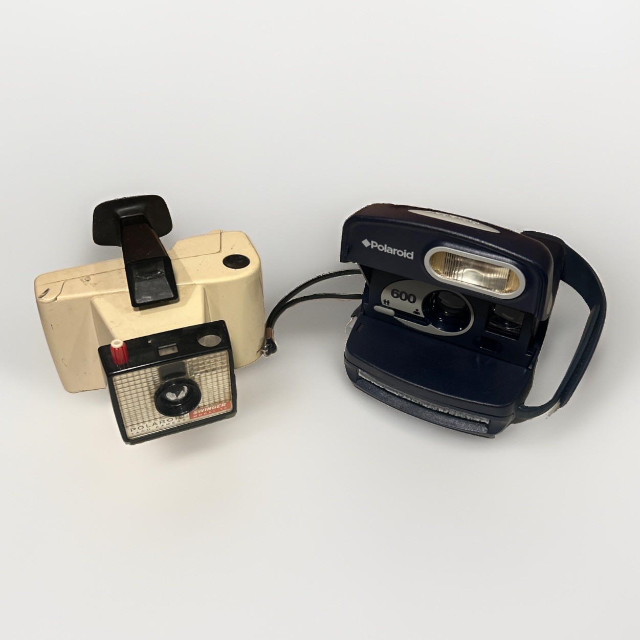Vintage Polaroid 600 One Step Express + Swinger Model 20 Film Cameras 2 UNTESTED