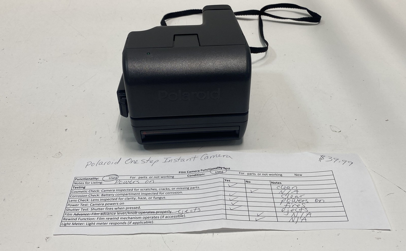 Vintage Polaroid OneStep 600 Instant Film Camera Black Tested Works