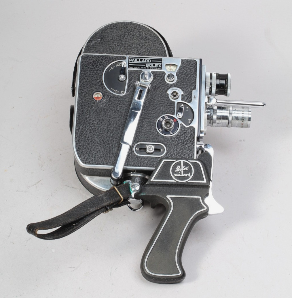 BOLEX H8 8MM MOVIE CAMERA KERN YVAR 13MM F/1.9-UNITEL 1 1/2″ F/1.9 & GRIP WORKS
