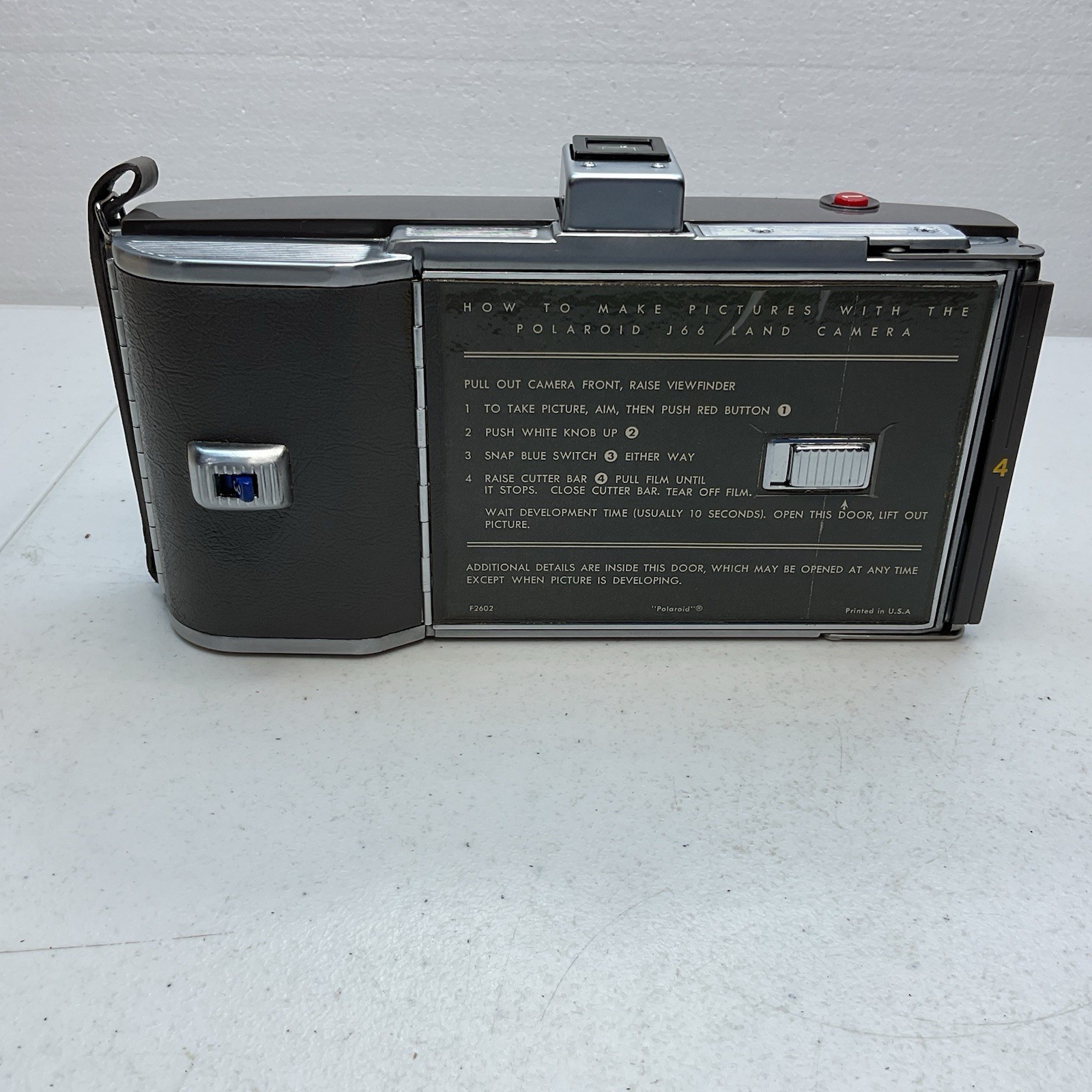 Vintage Polaroid J66 Film Land Camera w/ Leather Case, Box & Manual Untested